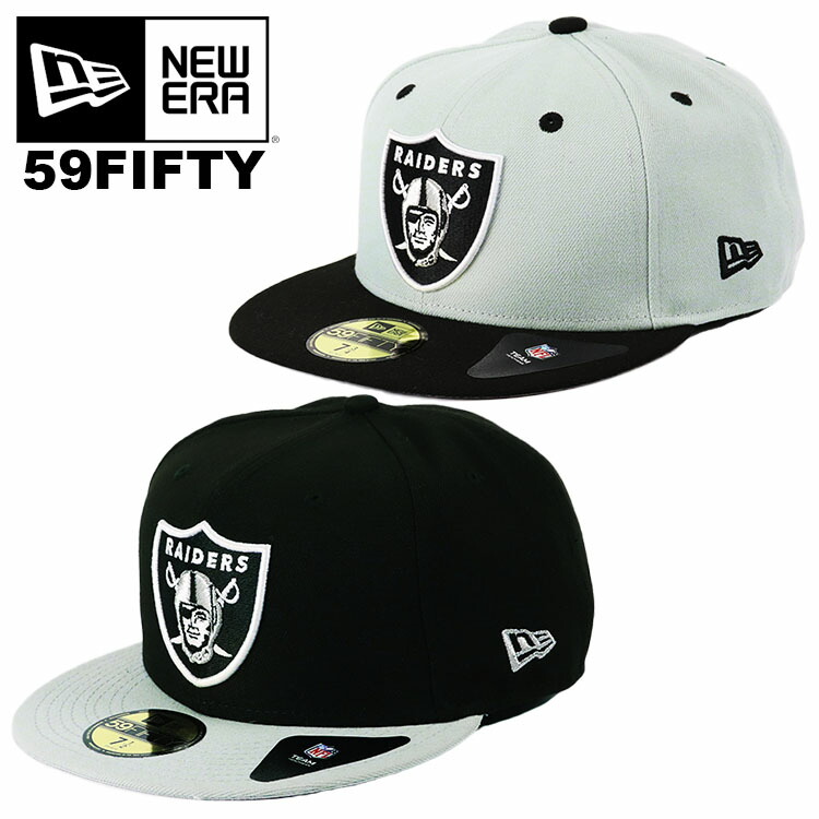 New Era 59Fifty NFL Cap Oakland Raiders Mens Gray Black 2 Tone Fitted Hat 5950