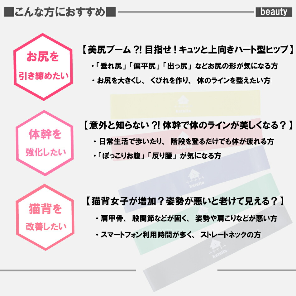 楽天市場 エクササイズ バンド ゴム チューブ ループバンド フィットネス トレーニング 体幹 ダイエット ヨガ 尻 強度別 単品 5color 送料無料 Flavor9