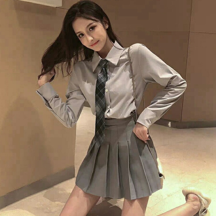 楽天市場】韓国 制服 可愛い セットアップ シャツ＋スカート＋