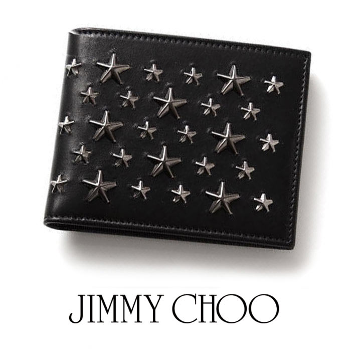 楽天市場 送料無料 Jimmy Choo ジミー チュー 二つ折り財布 Markbls スタースタッズ 星 スタッズ Black Gunmetal ブラック ガンメタル 黒 メンズ 男女兼用 2111 4800円以上送料無料 ｌｆｏ