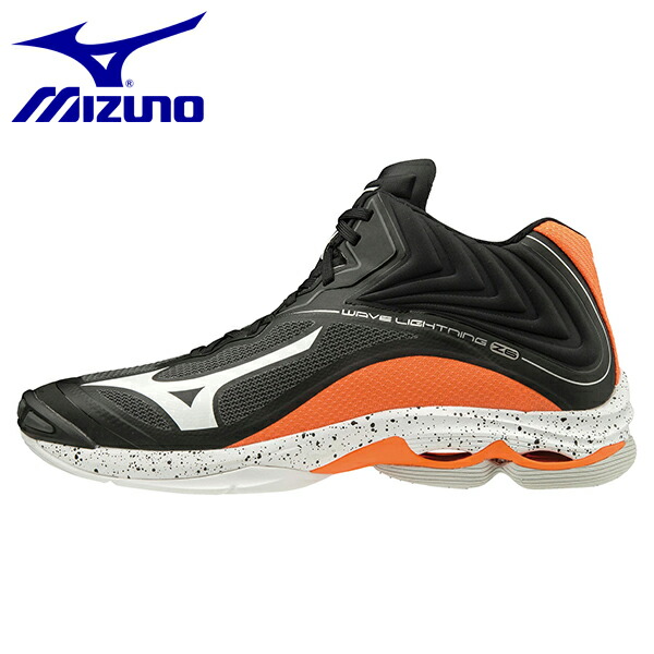 ミズノ バレーボールシューズ ウエーブライトニングZ6 MID ブラック×ホワイト×オレンジ ユニセックス MIZUNO V1GA2005-53  国内外の人気！