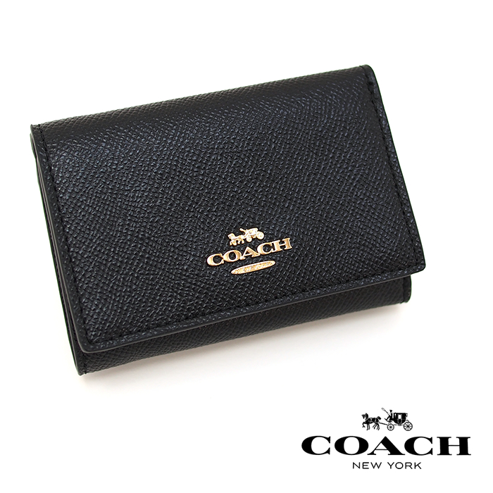 楽天市場 Coach コーチ 三つ折り財布 Black スモール フラップ ウォレット ミニ財布 コーチ 財布 レディース アクアベース