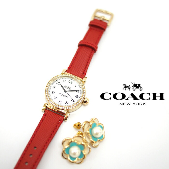 楽天市場 Coach コーチ レディース腕時計 革ベルト Madison Fashion マディソン ファッション ゴールド レッド ウォッチ アクアベース