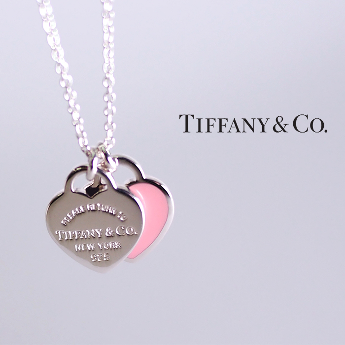 楽天市場 Tiffany Co ティファニー ネックレス ミニ ダブルハートタグ シルバー ピンク アクアベース