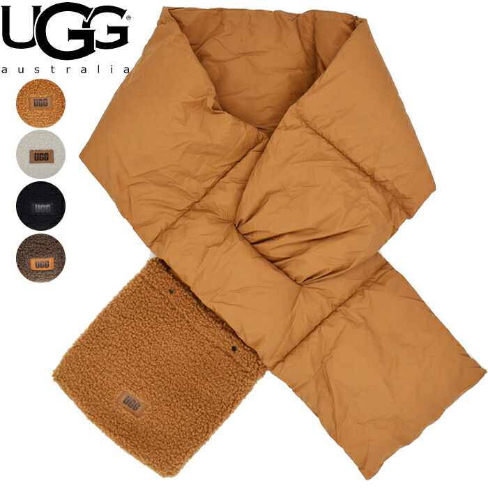UGG アグ レディース マフラー ストール スカーフ fluff Packable Scarf フラッフ パッカブル スカーフ 全4色(Black/Deco/White Pepper/Allspice)102822 ロゴ 防寒 冬 ブランド 秋冬 おしゃれ 可愛い シンプル ミニマル 折りたたみ コンパクト 旅行 耐水性