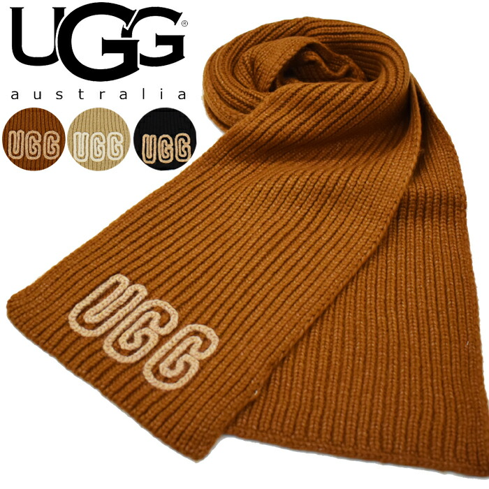 UGG アグ レディース リブニットマフラー ストール スカーフ Chunky Crafted Rib Scarf チャンキー クラフテッド リブ スカーフ 全3色 (Black/Deco/White Pepper)102787 ロゴ 防寒  冬 ブランド  秋冬 おしゃれ 可愛い シンプル ミニマル オールジェンダー