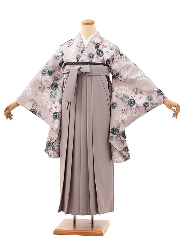 【レンタル】 卒業式 袴 レンタル 卒業式 袴セット 女 袴 セット 卒業式 女性 卒業式袴セット 卒業式 卒業式 大人 専門学生 大学生 卒業袴 二尺袖 ピンクグレー L014