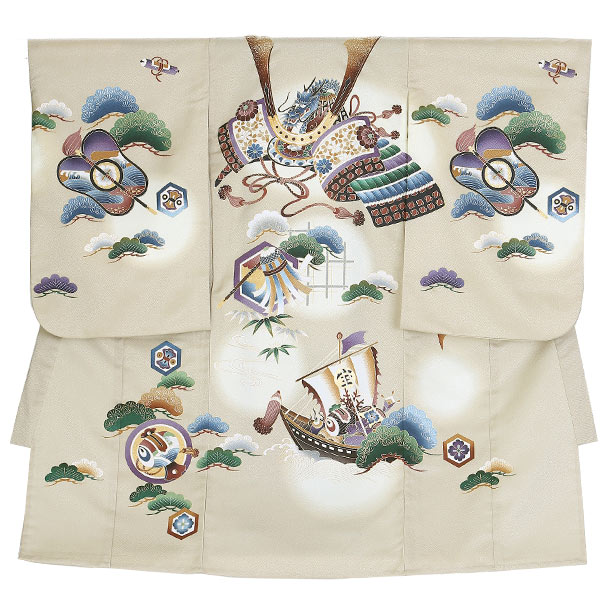 【レンタル】単衣産着 レンタル 夏用産着 お宮参り 祝着 ４点セット 着物 長襦袢 帽子 よだれかけ お守り 男の子レンタル産着 男児産着 レンタル 着物レンタル danjiubugi suhdanjiubug ベージュK018