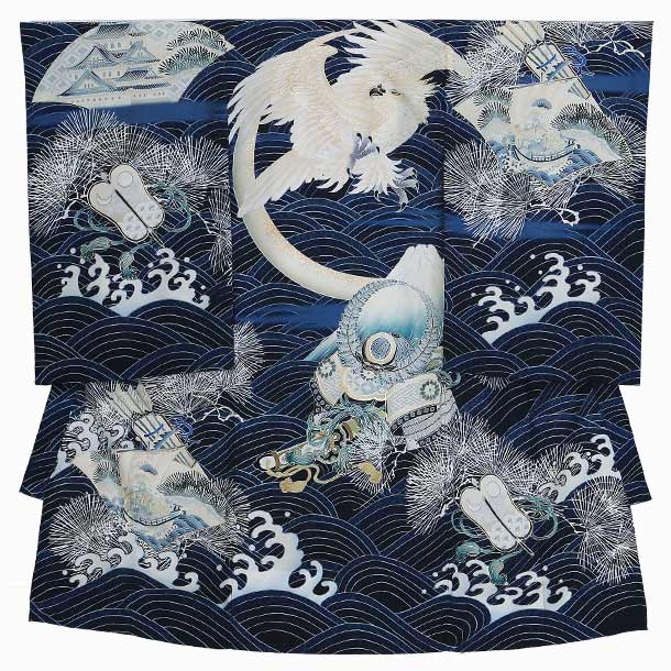 【レンタル】華徒然 単衣産着 レンタル 夏用産着 お宮参り 祝着 ４点セット 着物 長襦袢 帽子 よだれかけ お守り 男の子レンタル産着 男児産着 レンタル 着物レンタル danjiubugi suhdanjiubugi 青色 K043