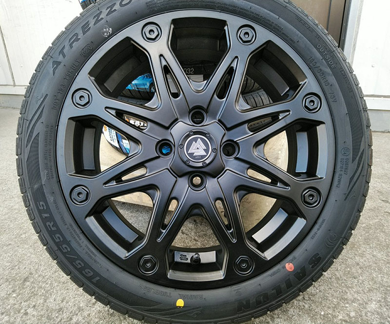 【新品 軽自動車】 N-BOX タント スペーシア タイヤホイールセット 165/55R15 SAILUN ATREZZO ECO 15インチ MUD-X マットブラック｜Auto Craft WAT
