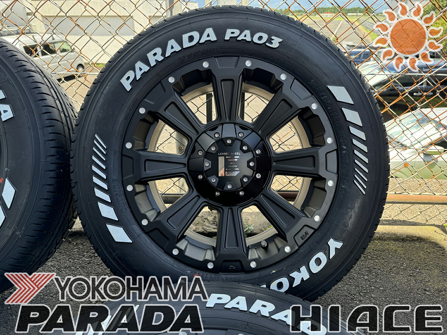 車検対応 4本セット タイヤホイール TOYOTA トヨタ HIACE ハイエース(200系用)16インチ ヨコハマ パラダ YOKOHAMA PARADA PA03 215/65R16C 109/107S ホワイトレター LEXXEL DeathRock レクセル デスロック オフロードカスタムにもお勧め♪|Auto Craft WAT