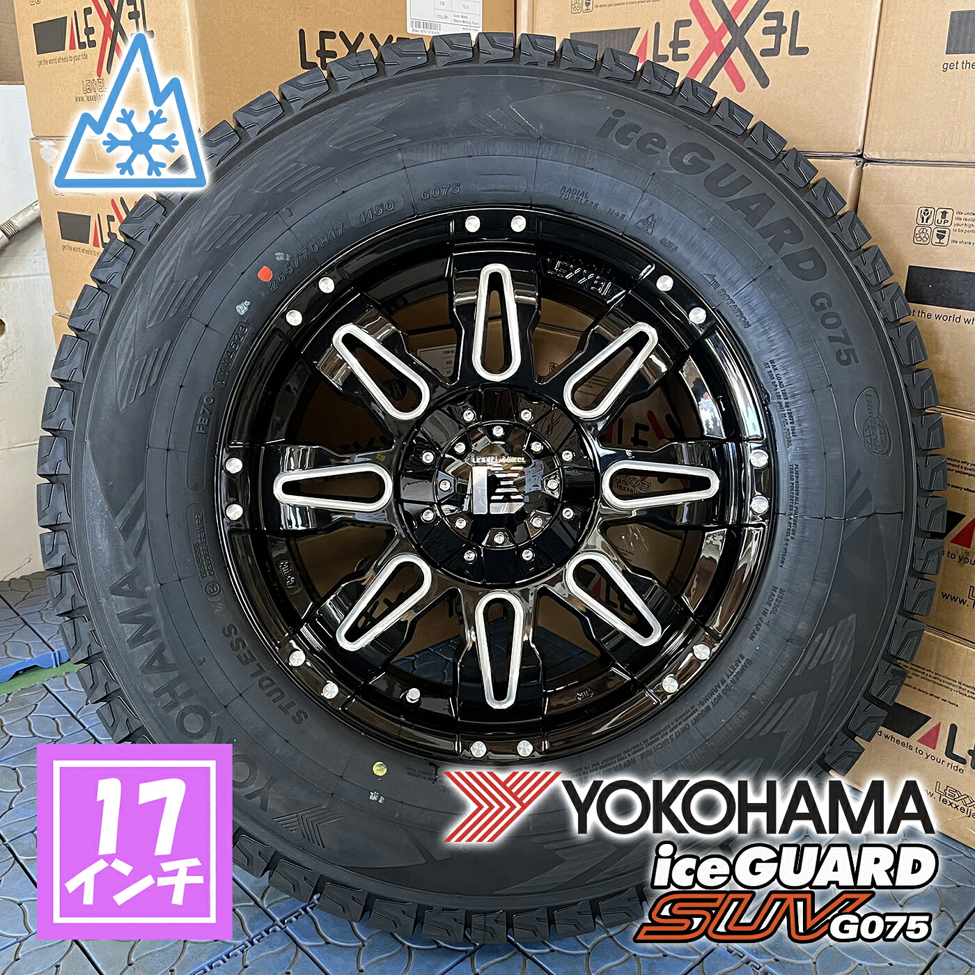 JL JK ラングラー スタッドレス タイヤホイール セット 17インチ レクセル Balano ヨコハマ アイスガード SUV G075 265/70R17
