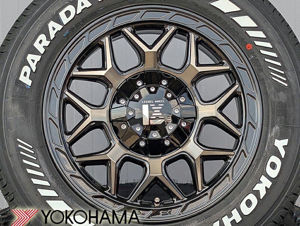 【即納】200系 ハイエース レジアスエース 16インチ タイヤホイールセット LEXXEL WHEEL InFerno ヨコハマタイヤ パラダ 215/65R16 車検対応 ホワイトレター|Auto Craft WAT