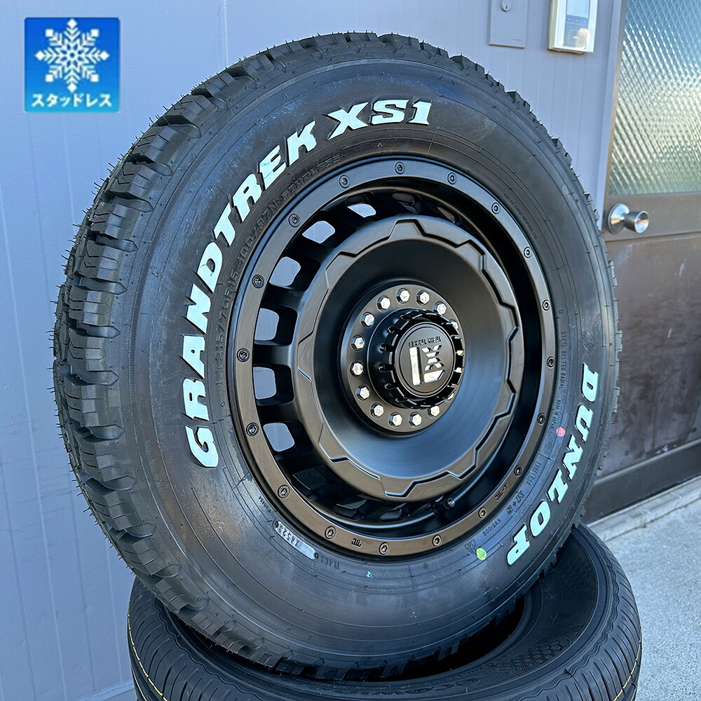 スタッドレスセット デリカD5 CX-5 CX5 タイヤホイールセット 16インチ ダンロップ グラントレック XS1 215/70R16 LT 100/97N ホワイトレター SwaGGer 4本セット