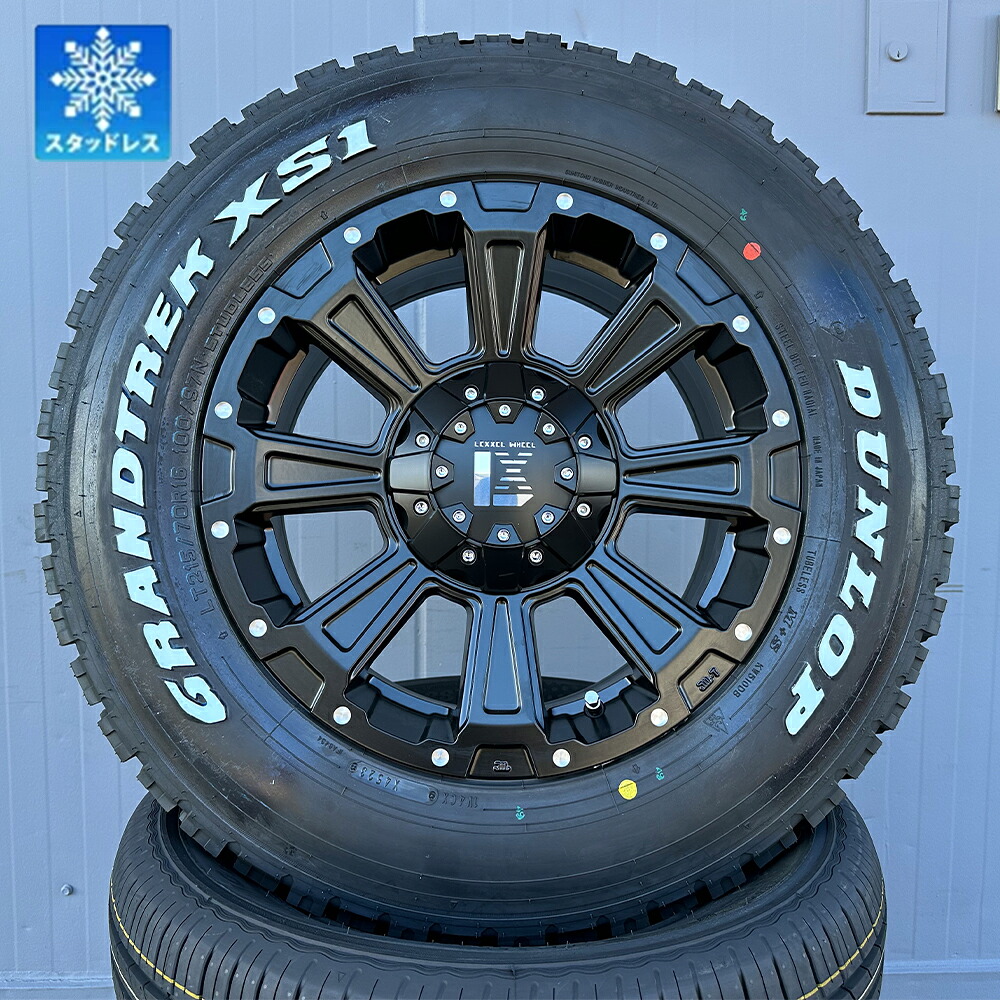 【即納】エクストレイル デリカD5 デリカD:5 スタッドレス 215/70R16 LT 100/97N ダンロップ グラントレック XS1 ホワイトレター 16インチ タイヤホイールセット 4本セット DeathRock スノータイヤ 冬用タイヤ