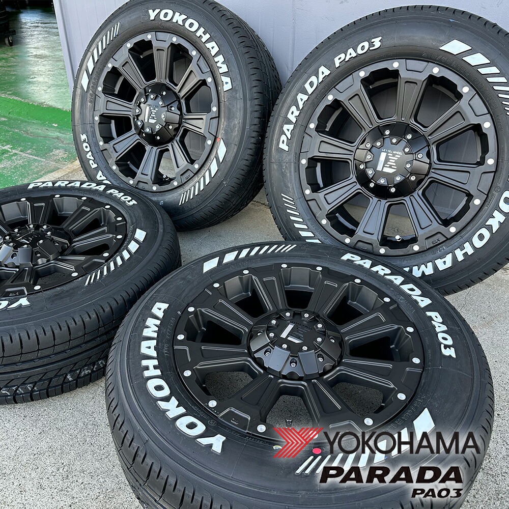 200系ハイエース レジアスエース 車検対応 16インチ ヨコハマ パラダ 215/65R16 ホワイトレター DeathRock タイヤホイールセット 新品4本セット