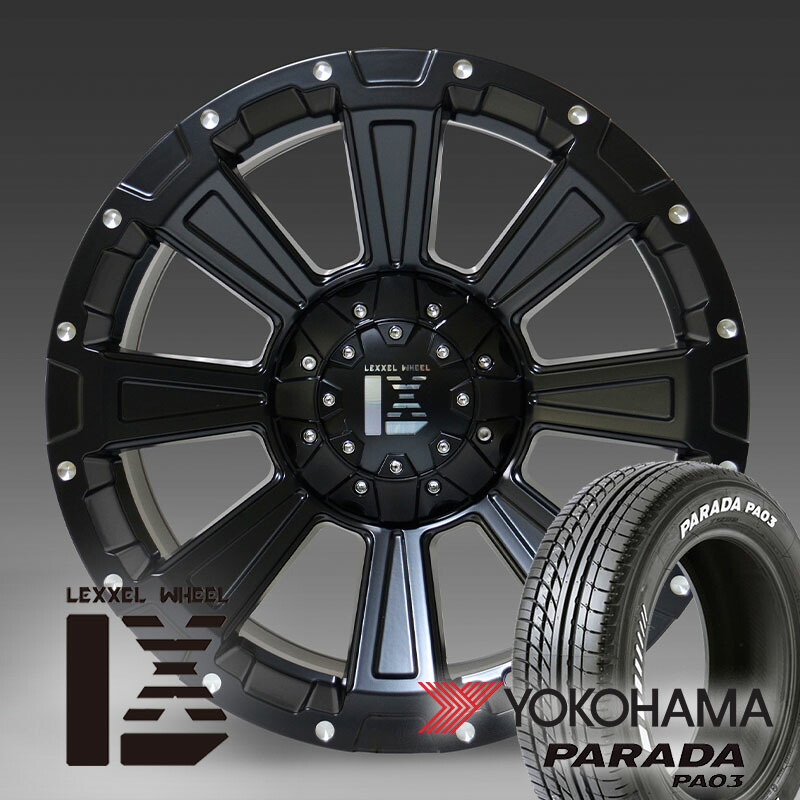 【新品】200系ハイエース レジアスエース 16インチ サマータイヤ タイヤホイール YOKOHAMA PARADA 215/65R16 車検対応 ホワイトレター タイヤホイールセット 4本セット 1台分 ヨコハマタイヤ パラダ DeathRock