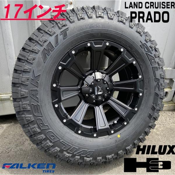 プラド ハイラックス FJ H3 タイヤホイールセット 17インチ DeathRock FALKEN Wildpieak MT01 265/70R17 285/70R17｜Auto Craft WAT