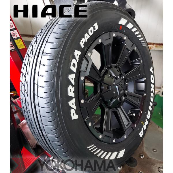 200系ハイエース レジアスエース 16インチ タイヤホイールセット LEXXEL WHEEL DeathRock ヨコハマタイヤ パラダ 215/65R16 車検対応 ホワイトレター