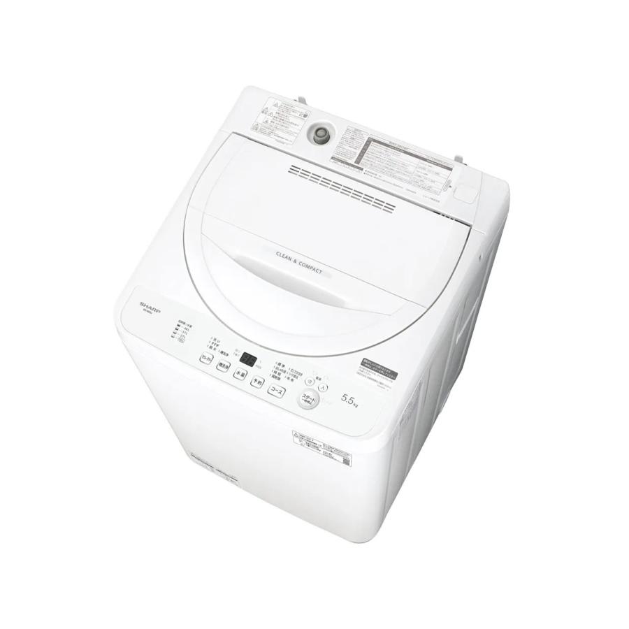 洗濯機(全自動 ～6.0kg) 洗濯機 縦型 一人暮らし ひとり暮らし シャープ 全自動洗濯機 洗濯・脱水容量5.5kg シャープ ホワイト系 ES-GE5J-W