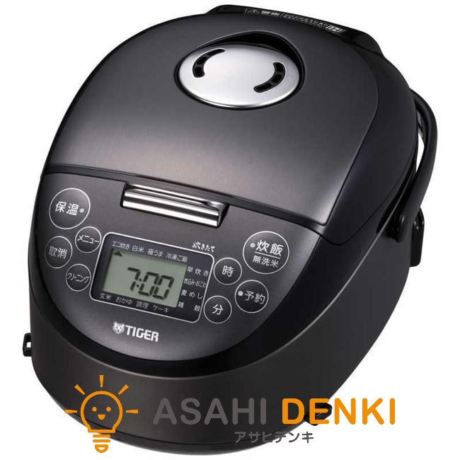 虎 炊飯器 JPF-G055-KL TIGER 炊きたて 3合 スチール写真黒いこと パウダーコンパクト ライスクッカー