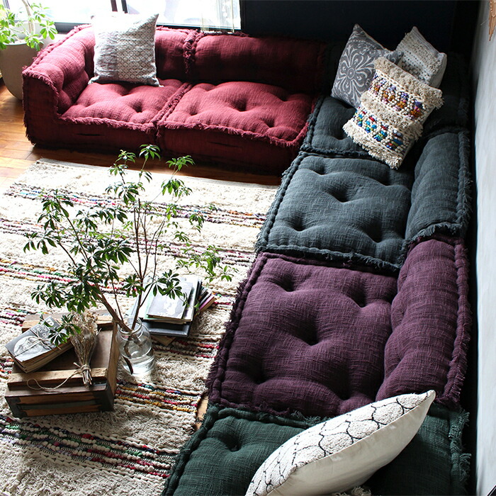 楽天市場 ローソファー コーナー スタイル マルチ ソファ コーナー 1人掛け 座椅子 システム フロアソファー クッション セパレート L字 別売り 布張り コンパクト エスニック アジアン 一人暮らし 無地 アデペシュ19aw A Depeche アデペシュ 家具通販