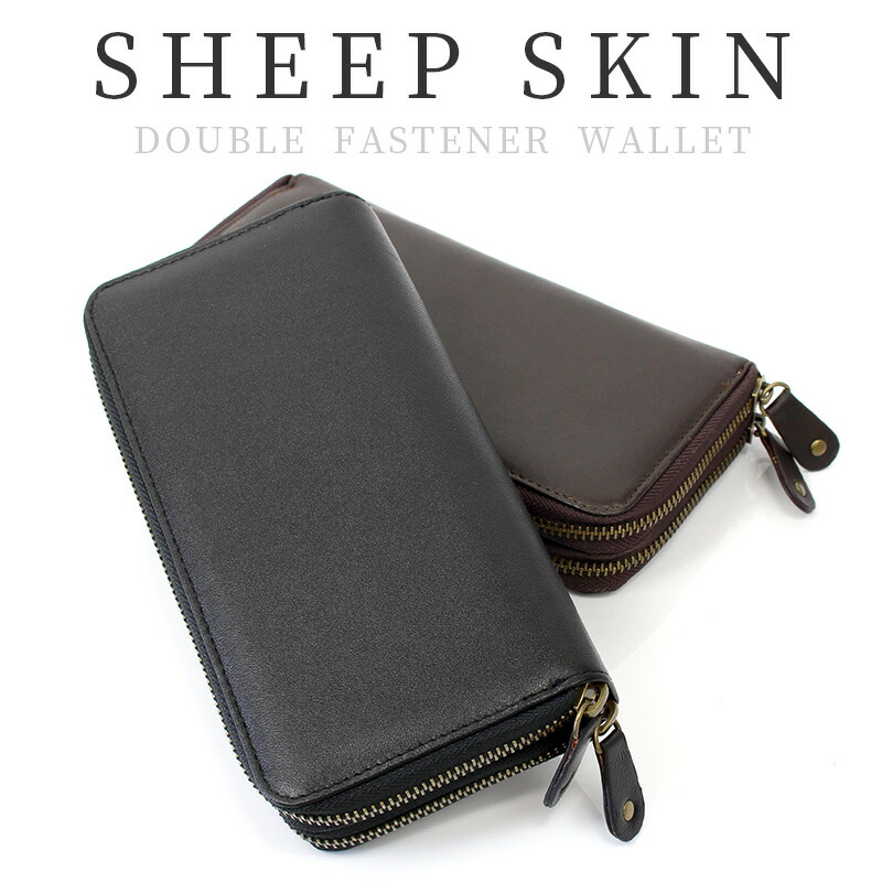 # ブラウンレザー ジッパー財布 Amazon | [Mama kin'] ラウンドファスナー/長財布/メンズ財布