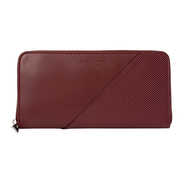 BOTTEGA VENETA573431-VMAW4-6337ボッテガ ヴェネタラウンドファスナー長紙入れカーフレザー ぶどう酒×しろがね色