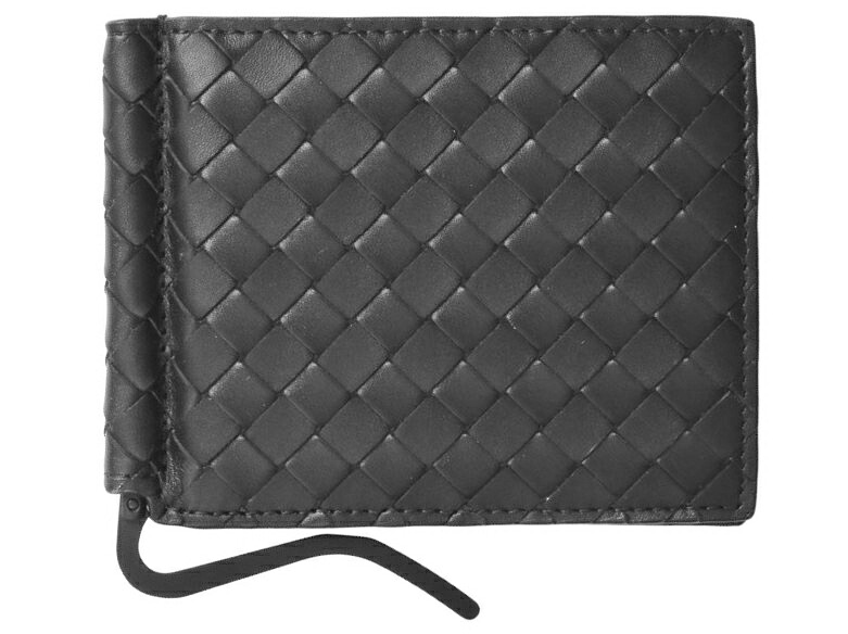 BOTTEGA VENETA 123180-V4651-1000ボッテガヴェネタ マネークリップ付二折財布イントレチャートカーフレザー ブラック｜ブランドショップ ア・ドマーニ