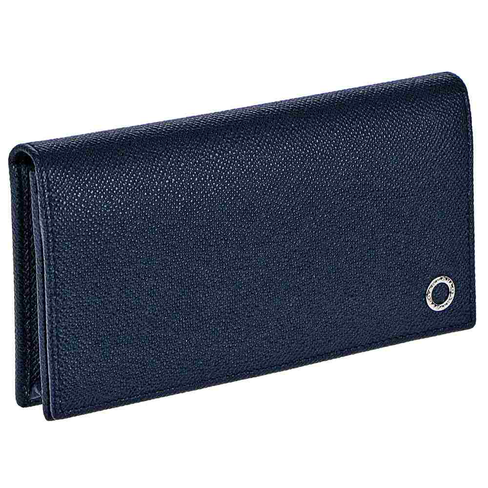 BVLGARI 283811ブルガリ ブルガリブルガリ マン長紙入れジッパー御釣り入付型押カーフレザーデニムサファイア×しろがね色
