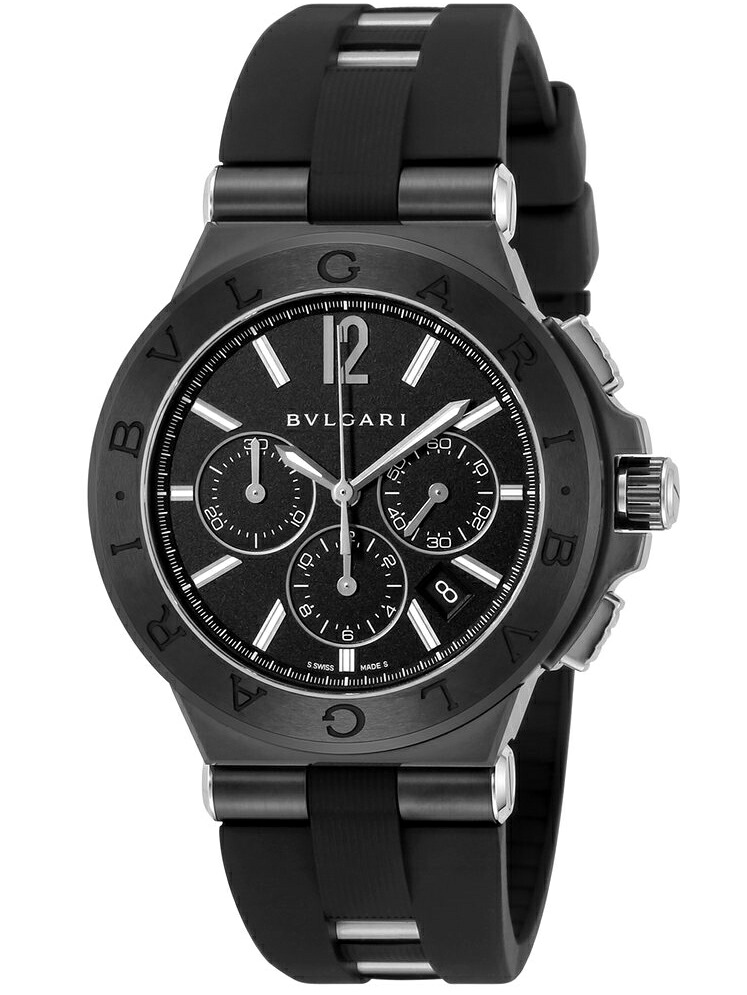 BVLGARI DG42BBSCVDCH DIAGONOブルガリ ディアゴノ メンズ腕時計クロノグラフ スイス製 オートマチック カレンダーステンレス&times;ラバーブラック&times;シルバー｜ブランドショップ ア・ドマーニ