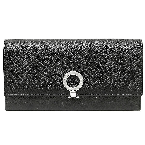 BVLGARI 30414 ブルガリ 長財布 型押レザー ブラック×ブルー
