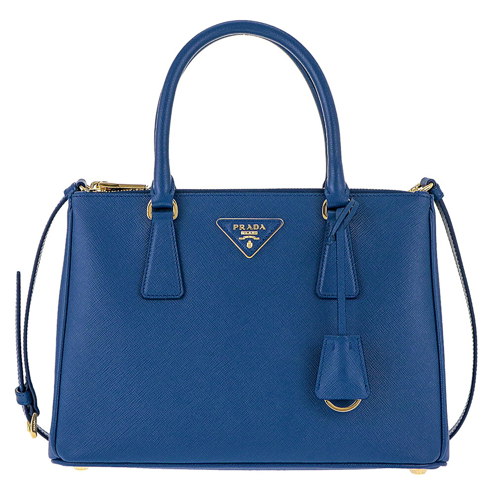 PRADA 1BA863-S/LU/AZZURROプラダ 2WAY御徒面子なめし革 アズーロ×ゴールド