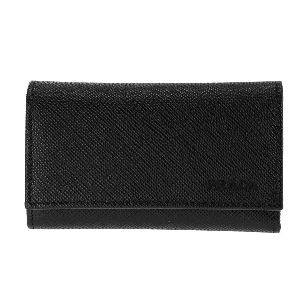 PRADA 2PG222-SAFF-NERプラダ 6連キーケースサフィアーノレザーブラック×しろがね色