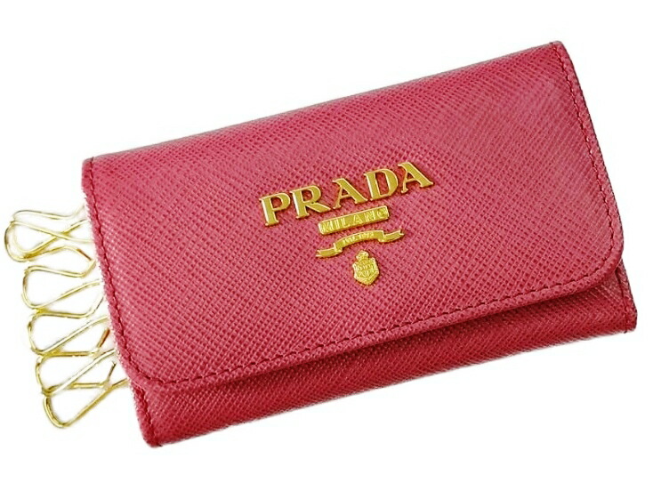 PRADA 1PG222-QWA-F0505SAFFIANO METAL PEONIAプラダ 6連手当たり容れもの サフィアーノ メタルペオニア×ゴールド