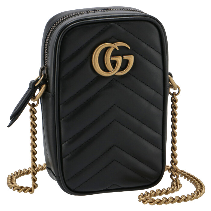 GUCCI 598597-DTDCT-1000GG MARMONTグッチ GG マーモントショルダーバッグカーフスキンレザーブラック×アンティークゴールド※取寄品|ブランドショップ ア・ドマーニ