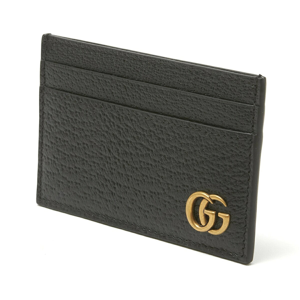 GUCCI 657588-DJ20T-1000GG MARMONTグッチ GGマーモントカードケースカーフスキンレザーブラック×ゴールド