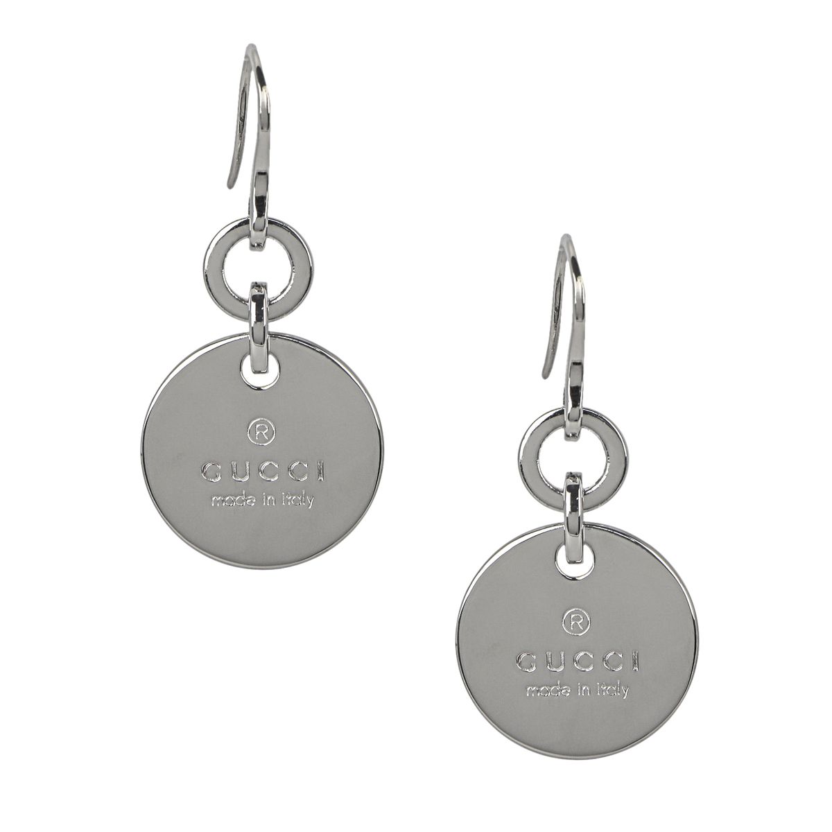 GUCCI 151391-J8400-8106 SILVER PIERCE MADE IN ITALY グッチ サークルプレート ドロップタイプ ピアス レディース イタリア製 スターリングシルバー(銀製品) GUCCI純正BOX・保護袋・コントロールカード