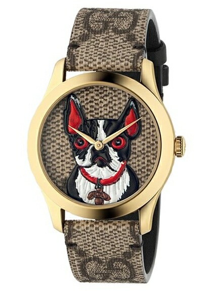 GUCCI YA1264056 G-TIMELESS WATCHBOSCO \u0026 ORSOグッチ G-タイムレス ボスコ\u0026オルソ 腕時計クォーツ ユニセックス（男女兼用）PVCコーティングレザーベルトゴールド×ブラウン ※取寄品