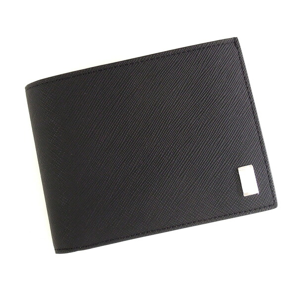 dunhill 22R2P10なおなお書き001R PLAINダン吸血鬼 飾り気の無い 二折紙入れ御釣り入付PVC 黒いこと×しろがね色