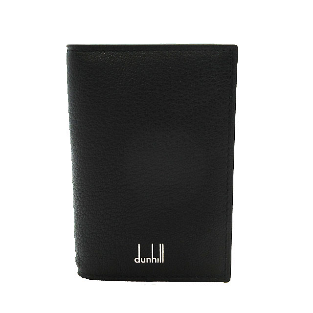 dunhill 20F2475GS001ダン吸血鬼 デュークファインレザー 寄せあわせ名刺入ゴートスキンレザーブラック×しろがね色