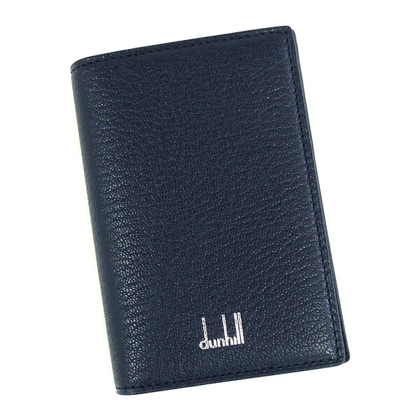 dunhill 20F2475GS410ダン吸血鬼 デュークファインレザー 寄せあわせ名刺入ゴートスキンレザーネイビー×しろがね色 名刺入れ-財布・ケース-バッグ・小物・ブランド雑貨