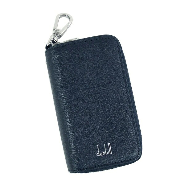 dunhill 23R2488GS410R DUKEダン吸血鬼 デュークファインレザー コレクションダブルファスナー6連キーケースゴートスキンレザーネイビー×しろがね色