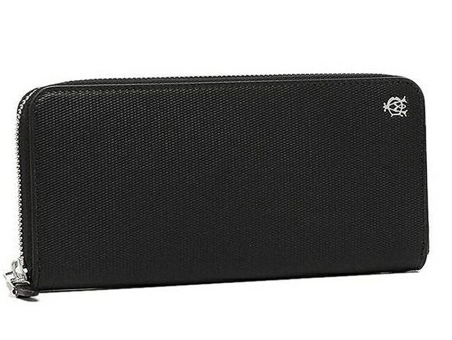 dunhill L2AE18A ENGIN TURNダン吸血鬼 発動機曲がること ラウンドジッパー長紙入れ型押なめし革 黒いこと×しろがね色