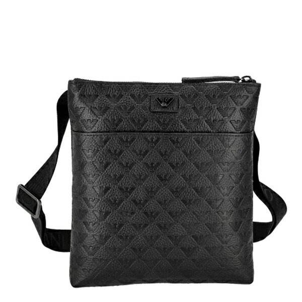 EMPORIO ARMANIEM001688-AF14774-UC001エン急性灰白髄炎 アルマーニショルダーバッグイーグルロゴカーフレザーブラック