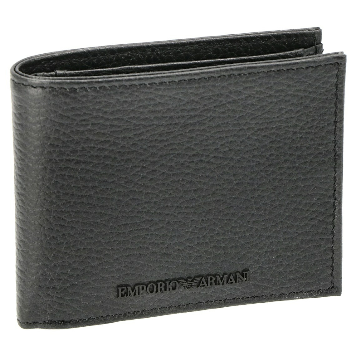 EMPORIO ARMANIY4R167-Y068E-80001エン急性灰白髄炎 アルマーニ二折紙入れ御釣り入付タンブルレザー製黒いこと