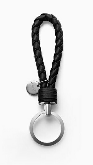 【未使用品】◇ボッテガヴェネタ◇イントレチャート ブラック レザー キーホルダー Brandol / BOTTEGA VENETA ボッテガヴェネタ キーケース イントレ