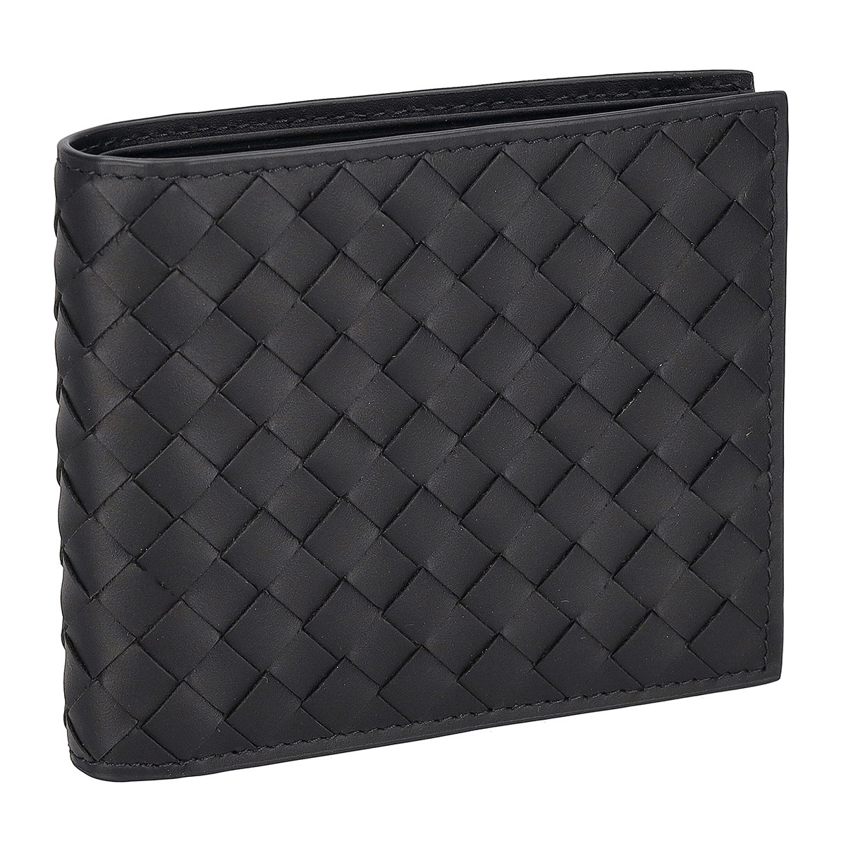 BOTTEGA VENETA113993-V47W1-1000ボッテガ・ヴェネタイントレチャート二折紙入れカーフレザーブラック