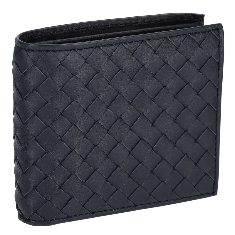 BOTTEGA VENETA 193642-V4651-8838 INTRECCIATO ボッテガ・ヴェネタ イントレチャート 二折財布小銭入付 カーフレザー スペースネイビー×ガンメタル