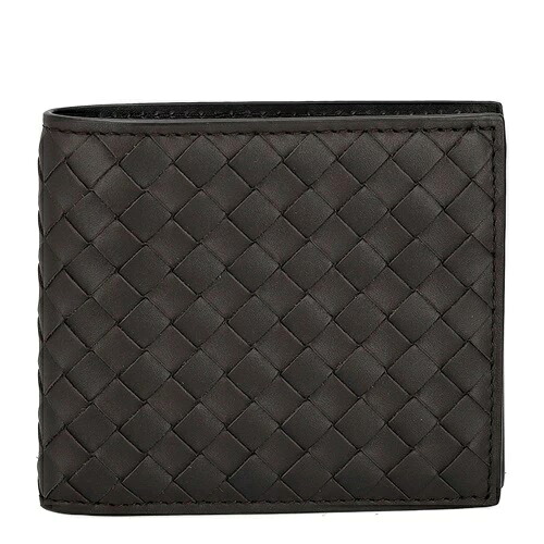 BOTTEGA VENETA 193642-V47W1-2008 INTRECCIATO ボッテガ・ヴェネタ イントレチャート 二折財布小銭入付 カーフレザー ブラウン×シルバー